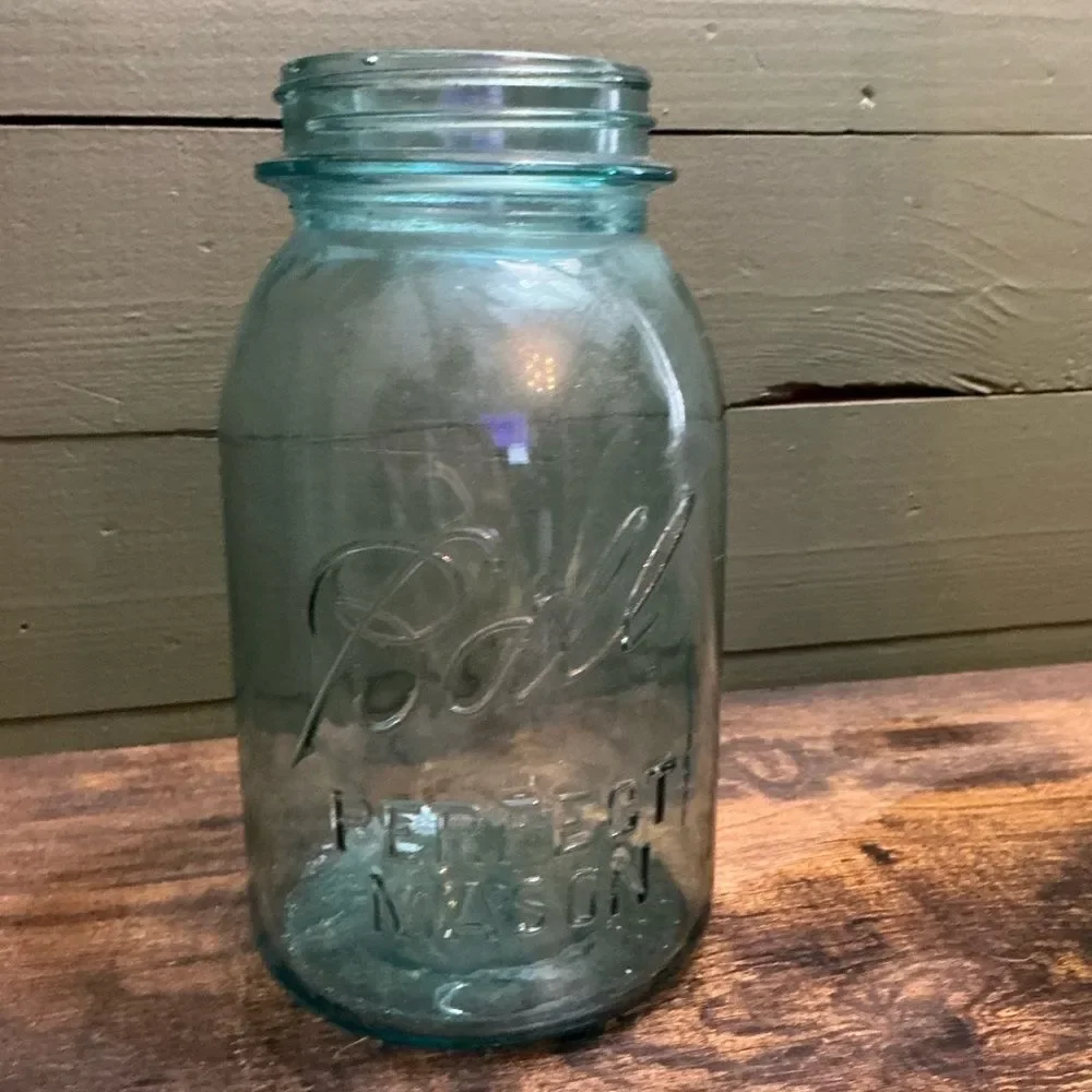 Antique Blue Ball Mason Jar | 7.5” Tall | Vintage Home Decor